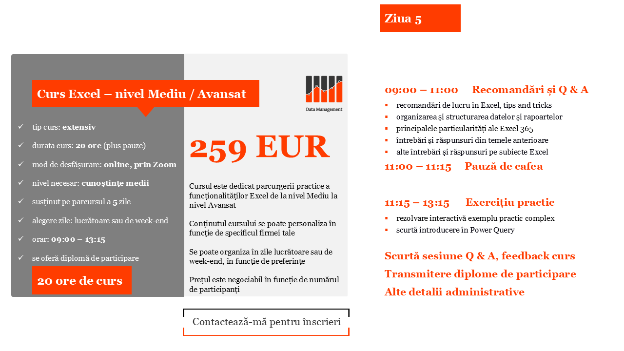 Curs Excel - de la nivel Mediu la nivel Avansat Ziua 5