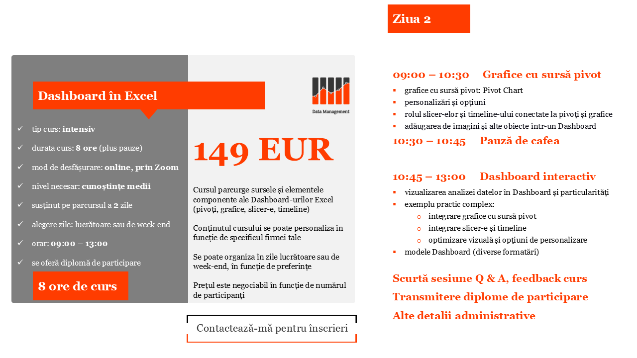 Dashboard în Excel Ziua 2
